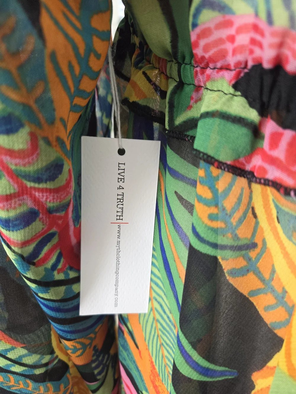 Live 4 Truth Black Multicolor Tropical Leaf Cover-Up - Size 2X